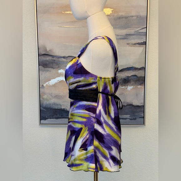 Vintage Y2K BCX Purple Abstract Babydoll Tank | Coquette Fairycore Empire Waist - Picture 9 of 14